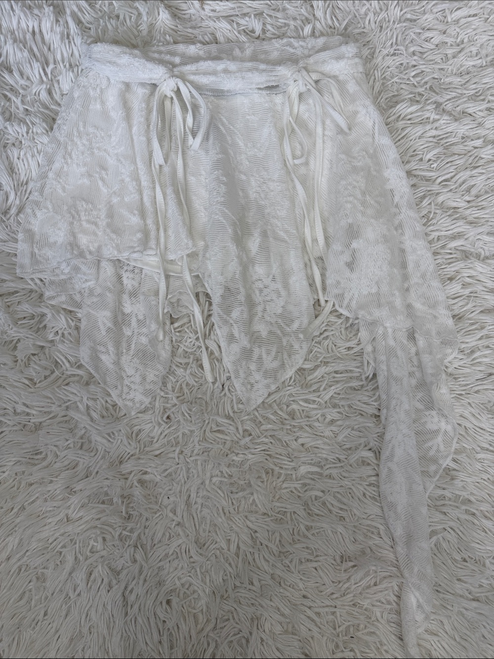 Shein White Lace Asymmetrical Hem Mini Skirt XS